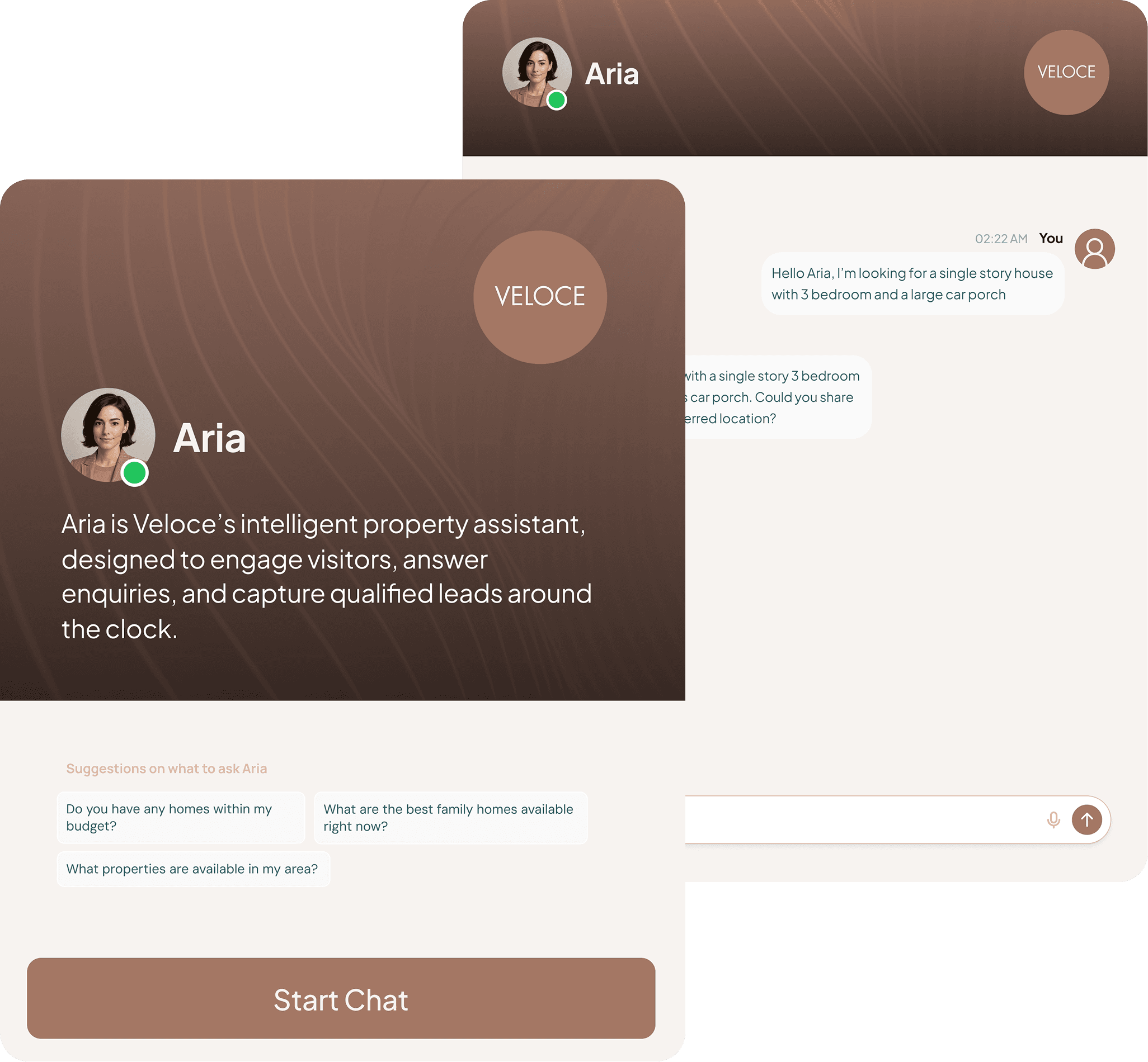 Aria AI Assistant Interface